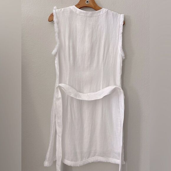 J.Crew Raw Hem Mini Shirtdress Linen White Belted Medium NWT - Picture 14 of 14